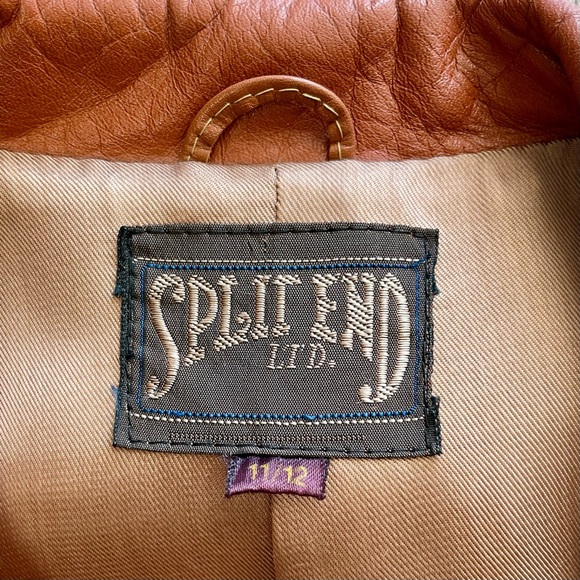 Vintage 1970s Split End Rust Orange 100% Leather Long Belted Trench Coat - Picture 13 of 17